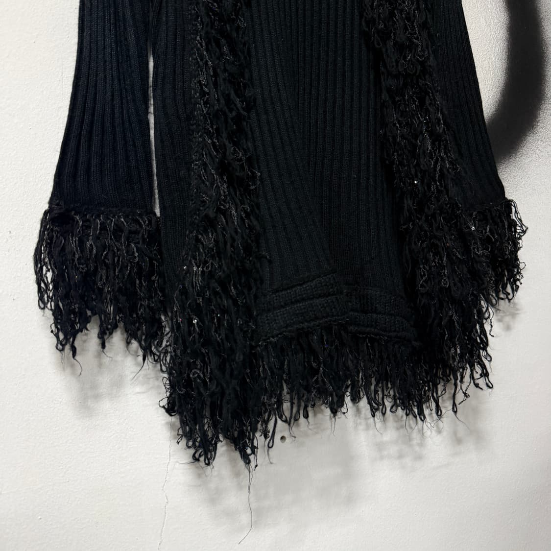 VTG 빈티지 블랙 웨스턴 러플 프린지 디테일 롱 니트 가디건 상품이미지4
