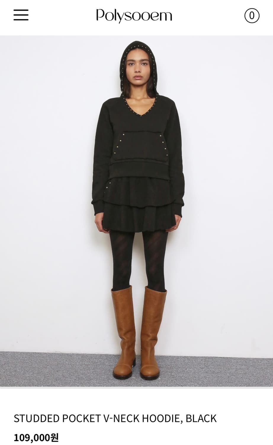 폴리수엠 스터드 포켓 브이넥 후드 상품이미지3