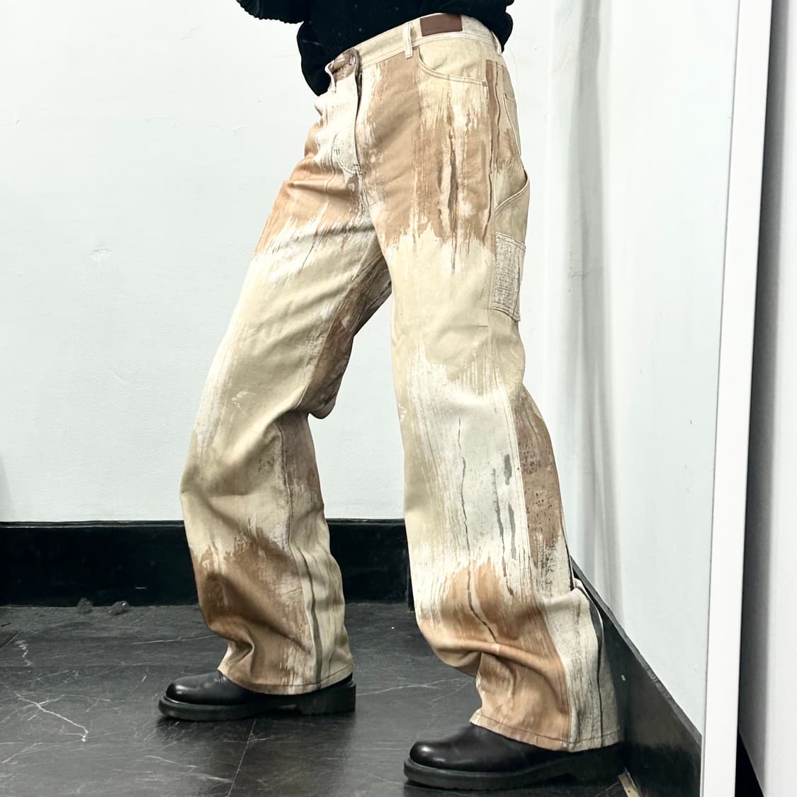 앤더슨벨 토우니 베이지 프린트 데님 팬츠 상품이미지1