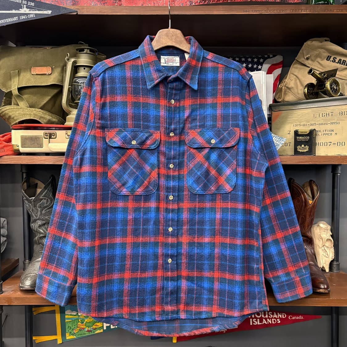 90s 프라이빗 프로퍼티 미국생산 헤비플란넬 체크 워크셔츠 N191 상품이미지1