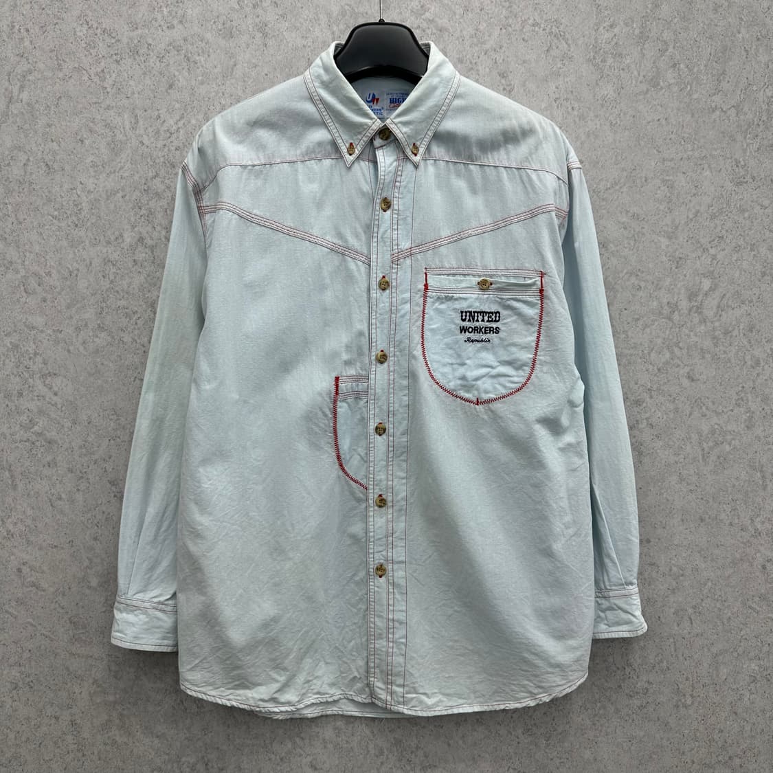 100 유나이티드 워커스 남자 레드 스티치 루즈핏 셔츠 상품이미지1