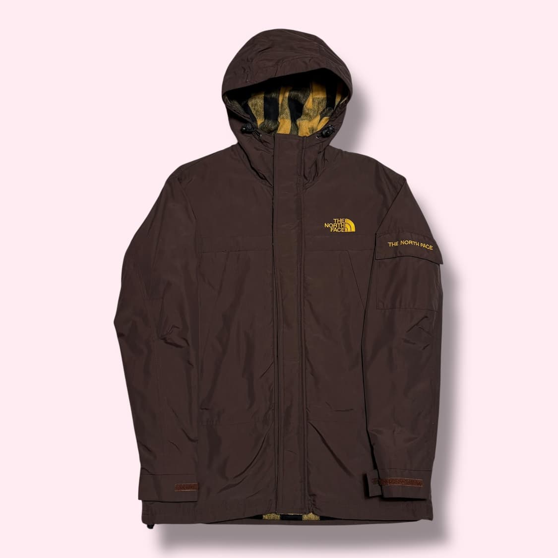 The North Face 화이트라벨 브라운 체크 후드 바람막이 상품이미지1