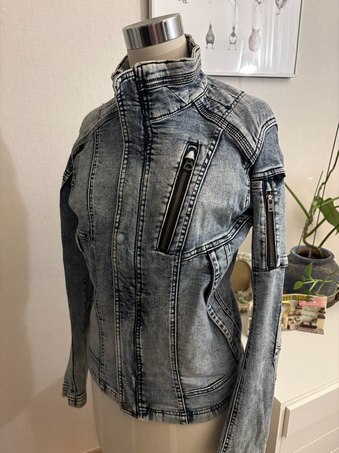Denim biker jacket 상품이미지1