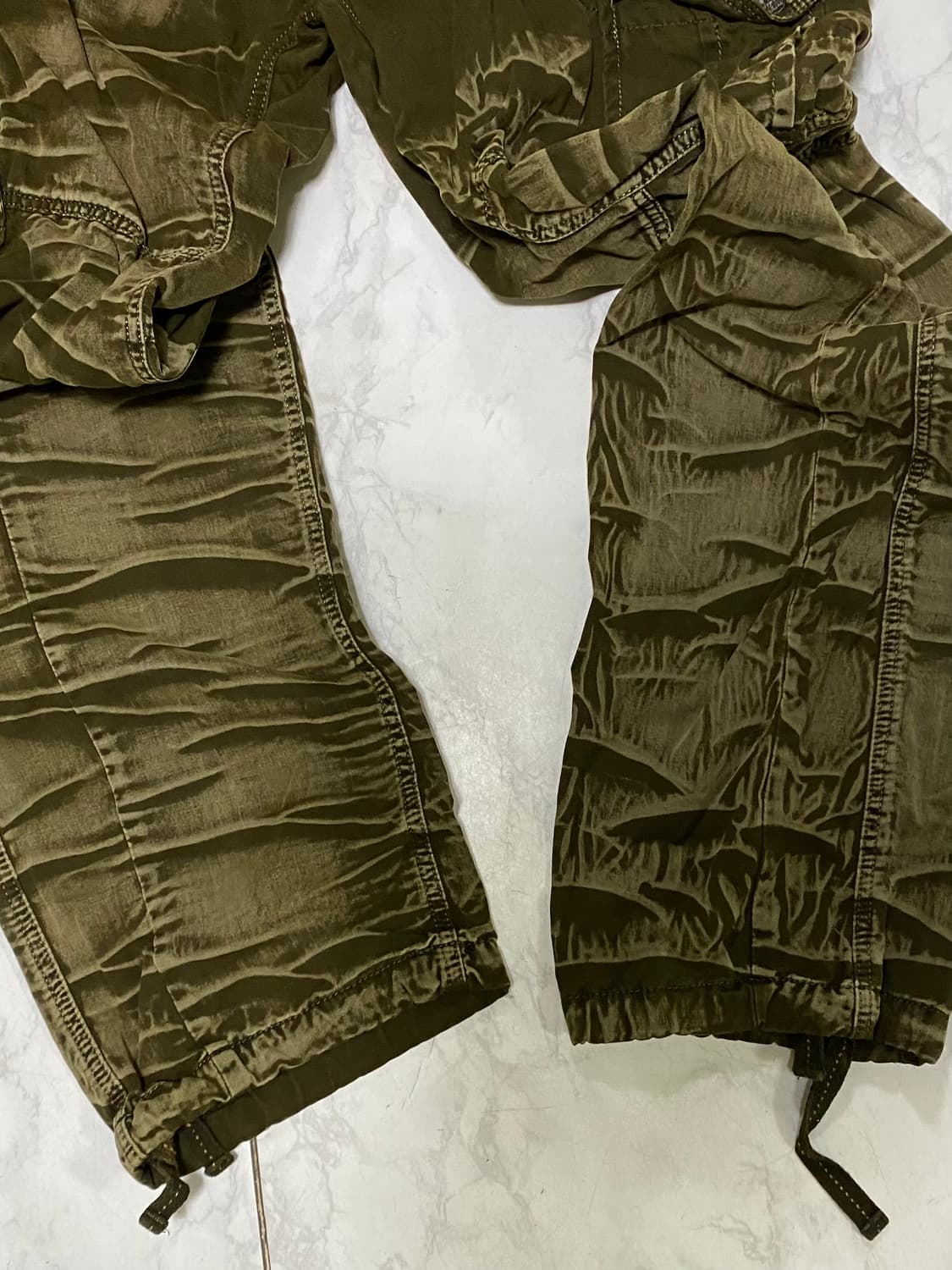 빈티지 워싱 카고 바지 올리브 허리 36인치 상품이미지4