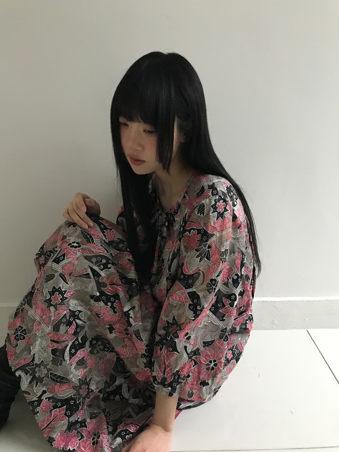 Oriental Shirring U Neck Dress 상품이미지8