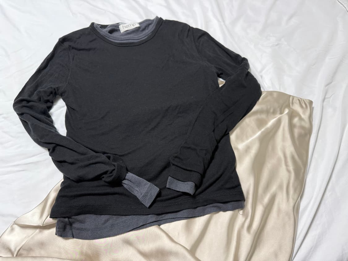 레이어드 티, gu 새틴 스커트 set 상품이미지4