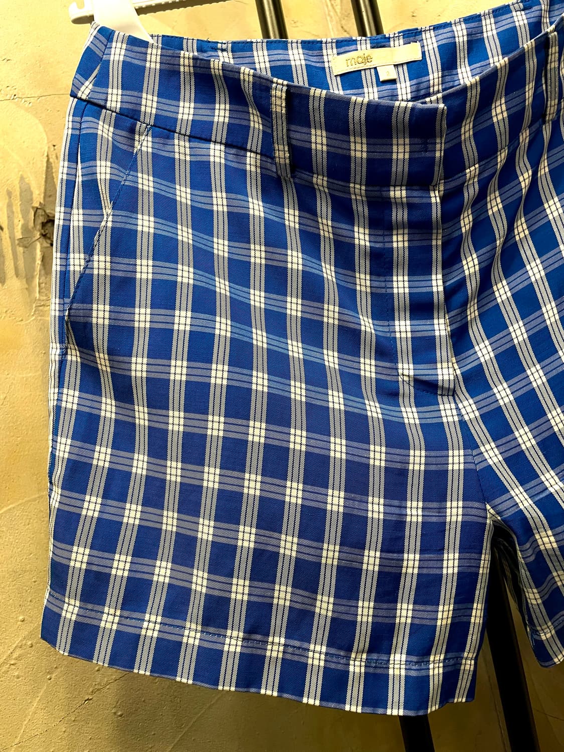 마쥬 레이온 린넨 블루 체크 골반 반바지 66 상품이미지4