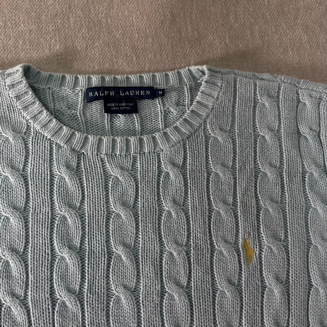 W 95 폴로랄프로렌 스카이블루 꽈배기 코튼 니트 상품이미지2