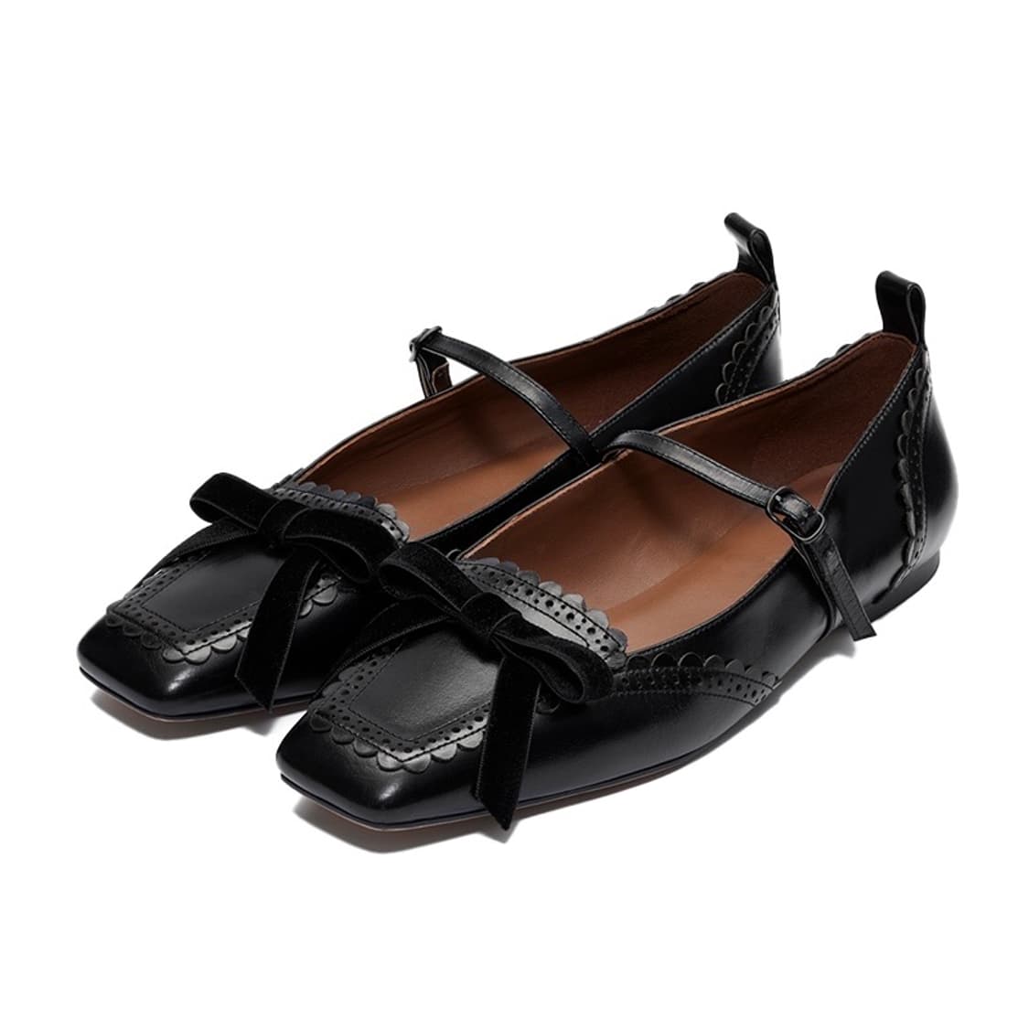 [36,37,38]슈슈통 25fw 스퀘어토 버클 보우 플랫 슈즈 상품이미지1