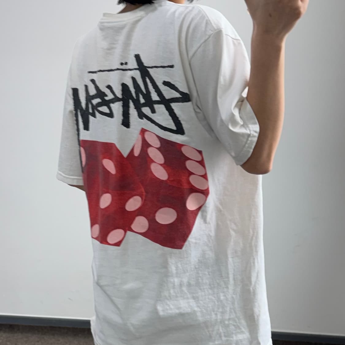 Stussy 스투시 백 블랙 로고 화이트 반팔 상품이미지2
