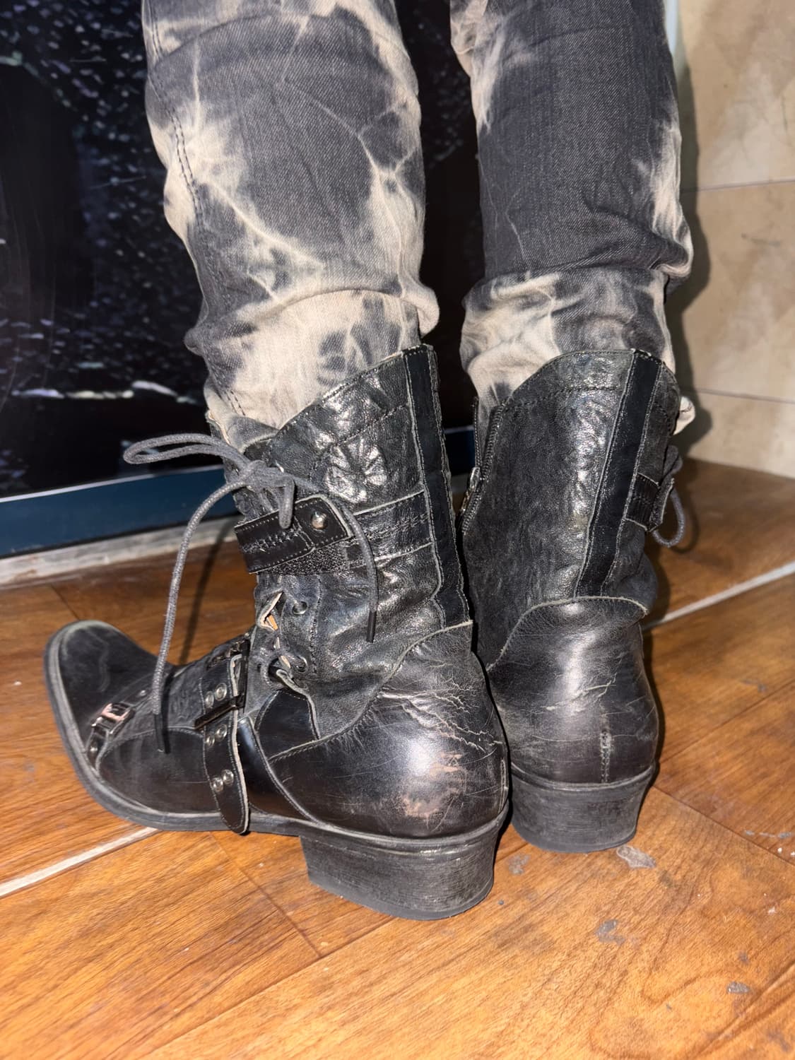 Red cover black western boots 상품이미지1