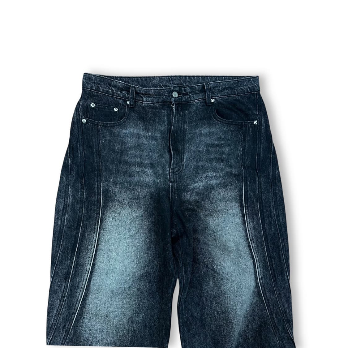 인템포무드 절게 와이드 데님 팬츠 상품이미지2