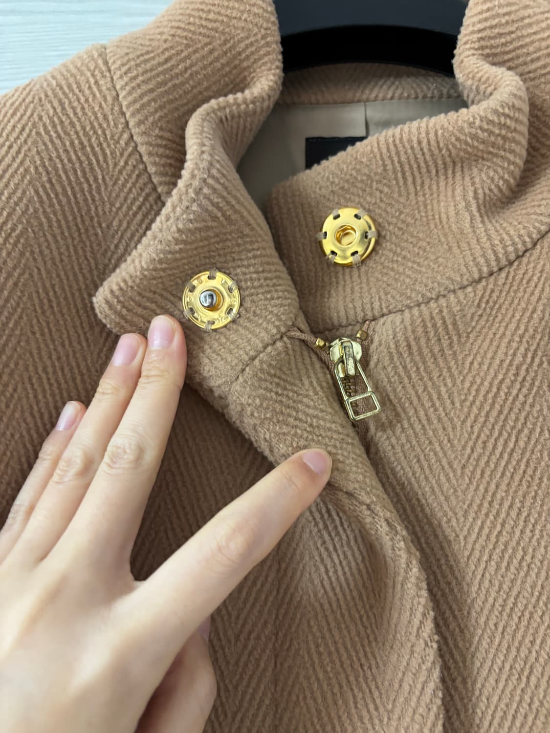 Demi-Luxe BEAMS 울 베이지 헤링본 코트 36 상품이미지4