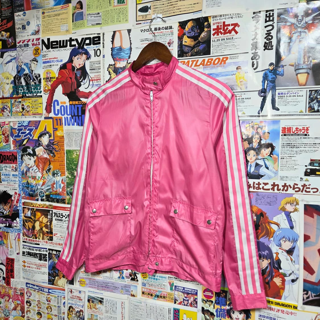 아디다스 핑크 삼선 바람막이 자켓 상품이미지1