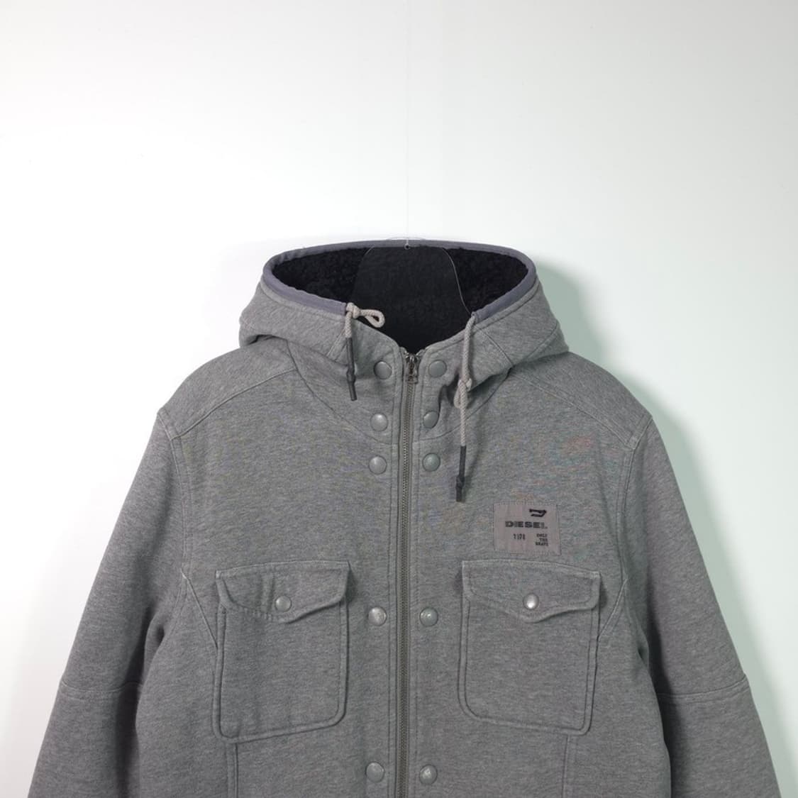 Diesel Grey Sherpa Lined Hoodie Jacket M 상품이미지3