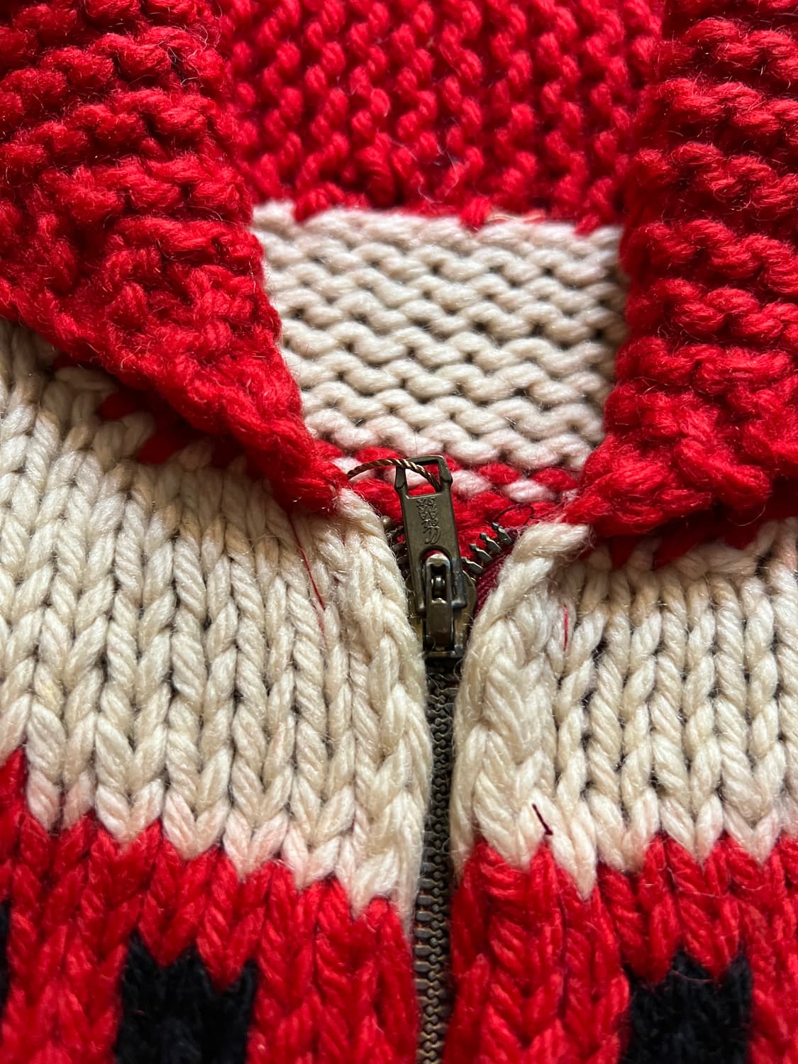 [M]70's USA 빈티지 올드카 레드 집업 코위찬 상품이미지5