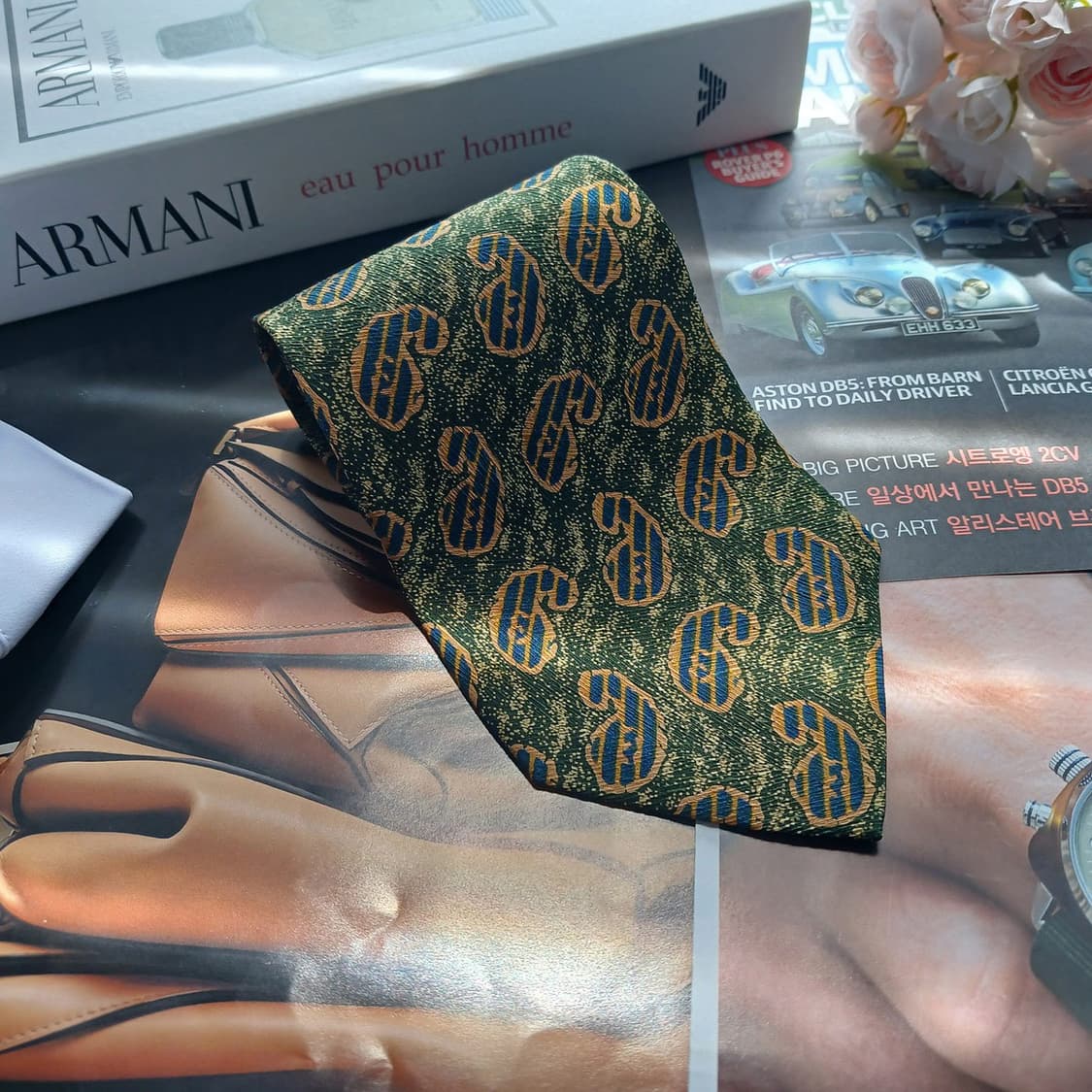 조르지오 아르마니 실크 패턴 넥타이 9.7cm A등급 A18281
 상품이미지2
