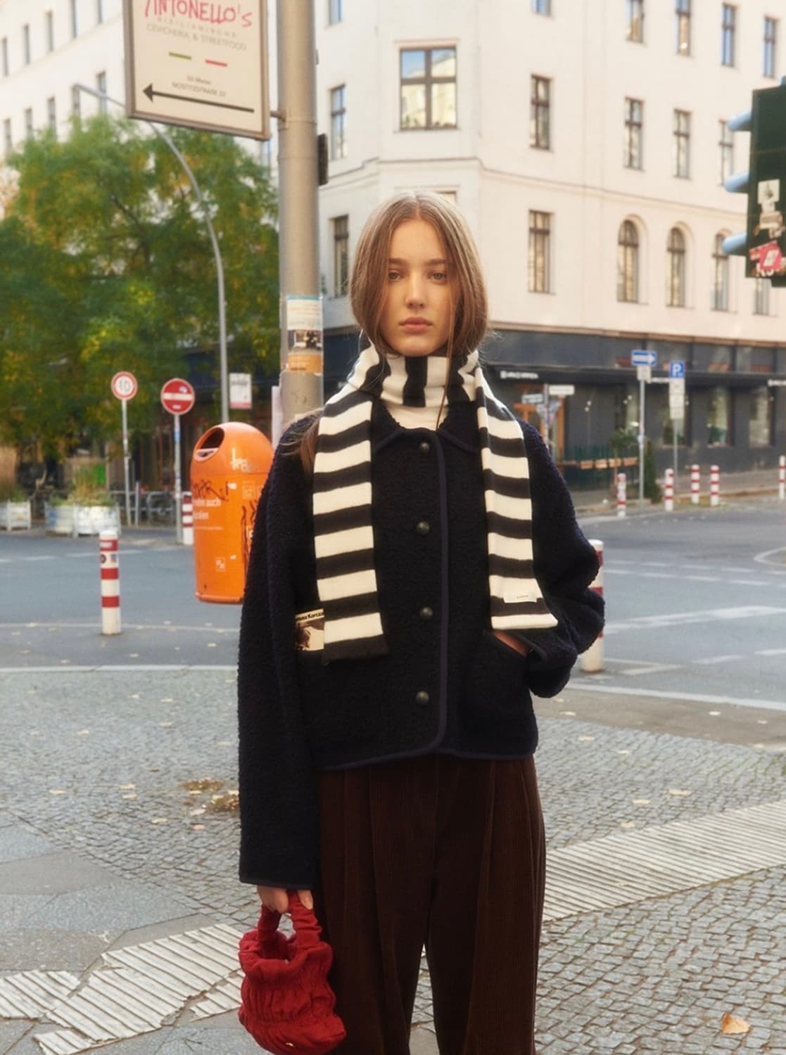 어랜 스트라이프 롱 페티트 머플러 목도리 아이보리 상품이미지2