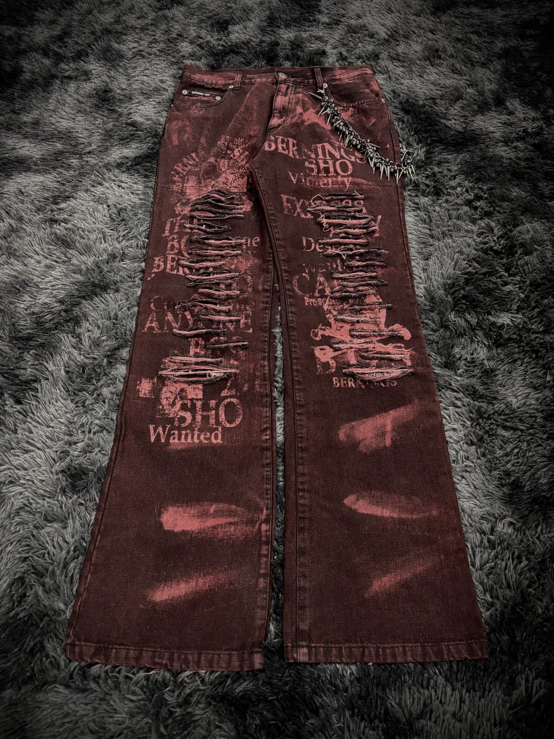 Berning-Sho 펑크 레터링 그런지 팬츠 상품이미지1