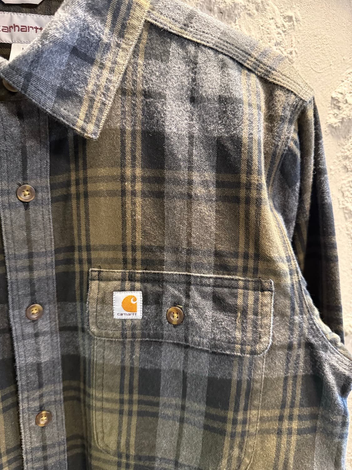 L 칼하트 CARHARTT 허바드 플래넬 체크 셔츠 카키 상품이미지3
