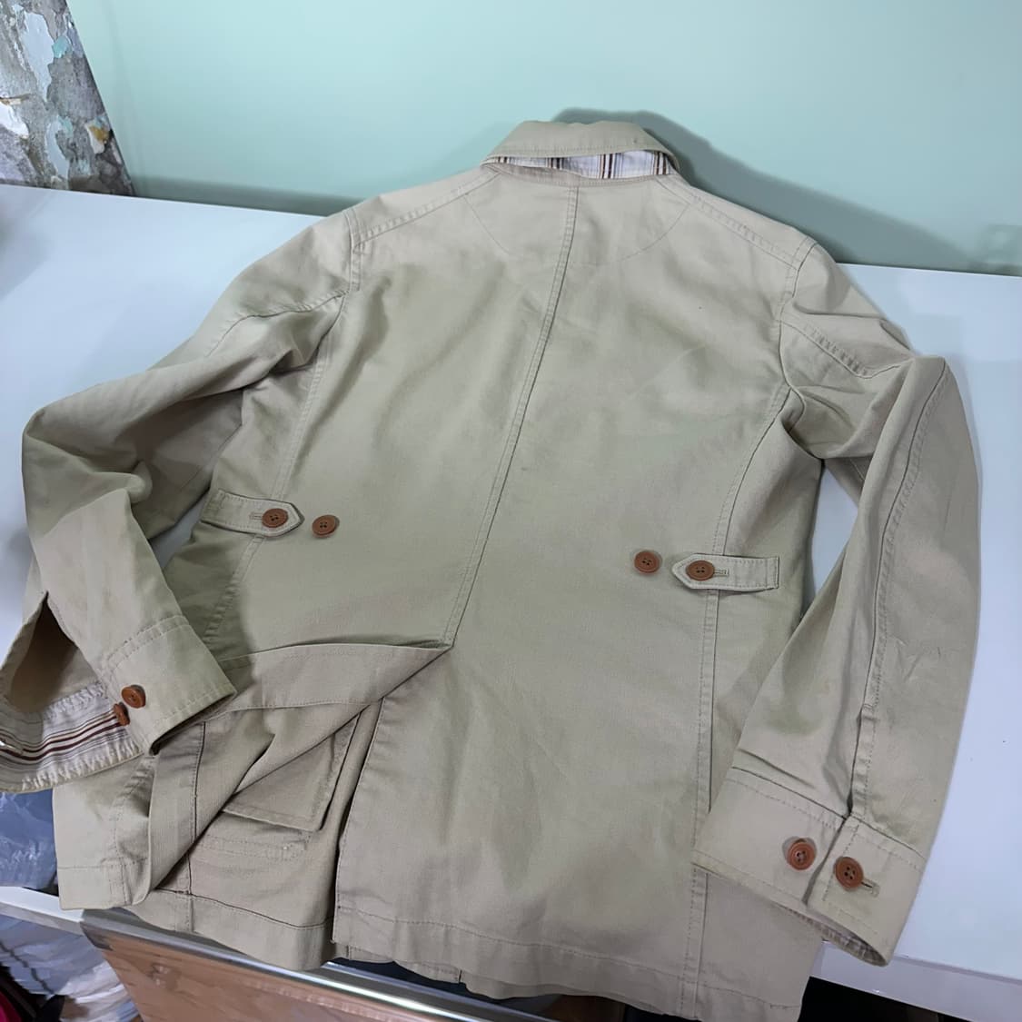 S 95 KLEIN PLUS HOMME 베이지 레이어드카라 코튼 워크자켓 상품이미지6