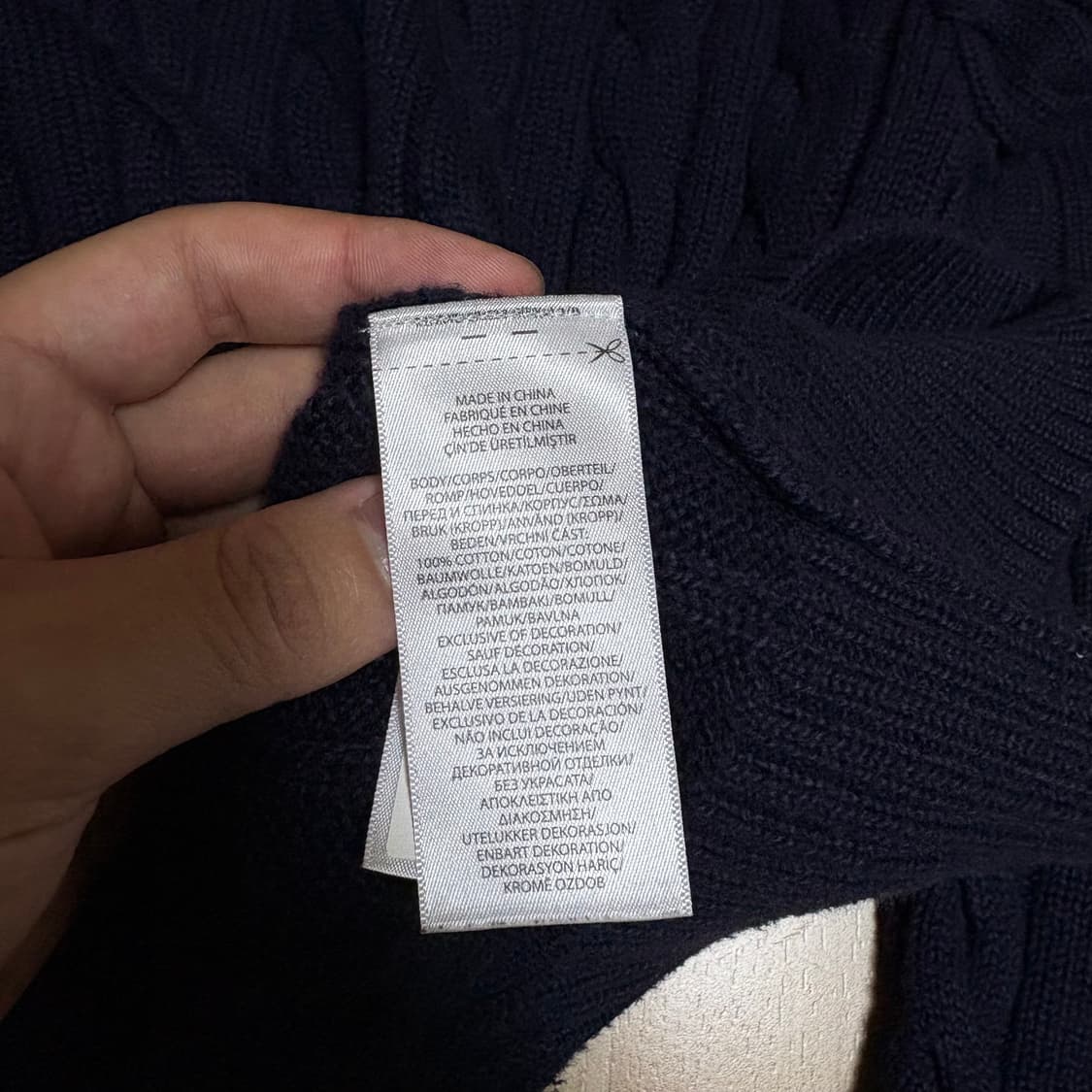 폴로 랄프로렌 포니 케이블 니트 네이비 M(L) (매장 QR정품) 상품이미지8