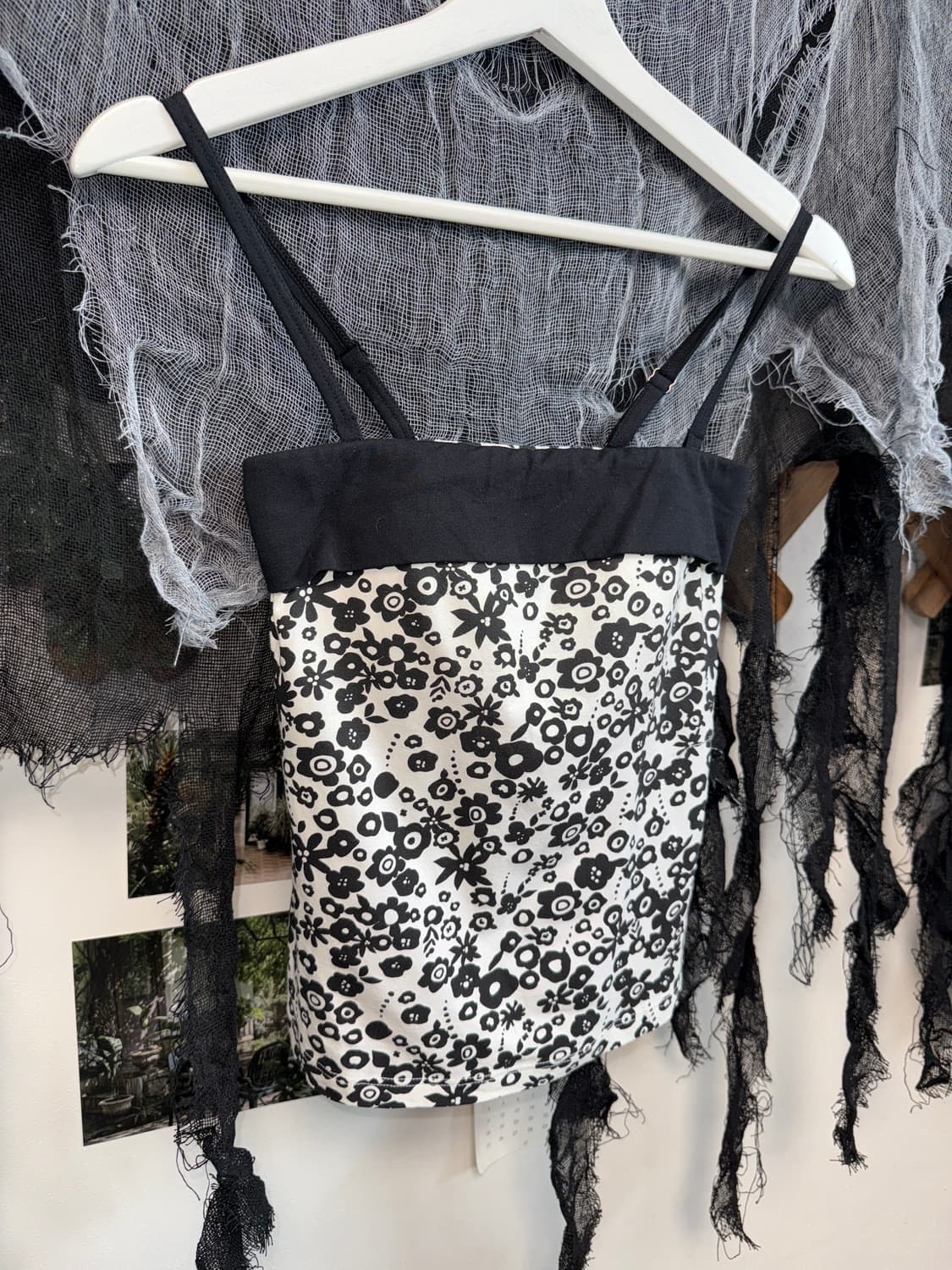 Black & white floral cotton sleeveless 상품이미지5