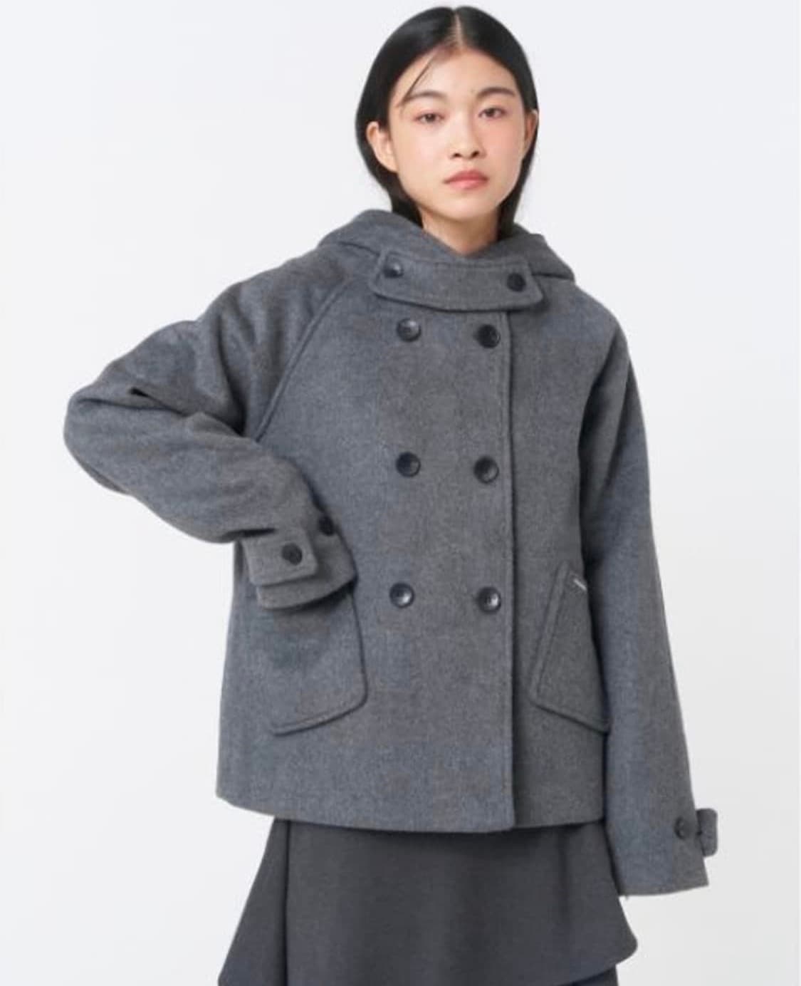 미세키서울 Hoodie double button coat CHARCOAL 상품이미지1