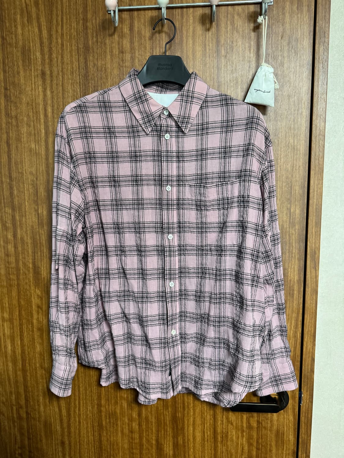 애프터프레이 오버 체크 브라이트 셔츠 M 상품이미지4