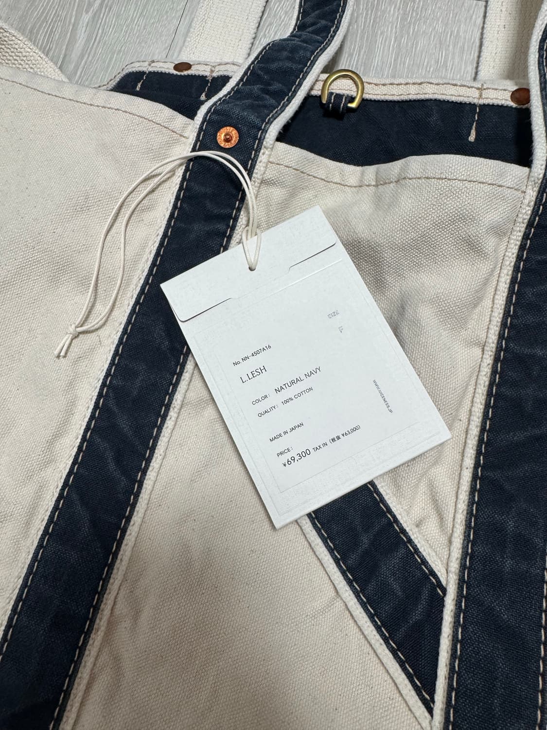 25AW Niceness 나이스네스 L.LESH 토트백 내츄럴 네이비 상품이미지2