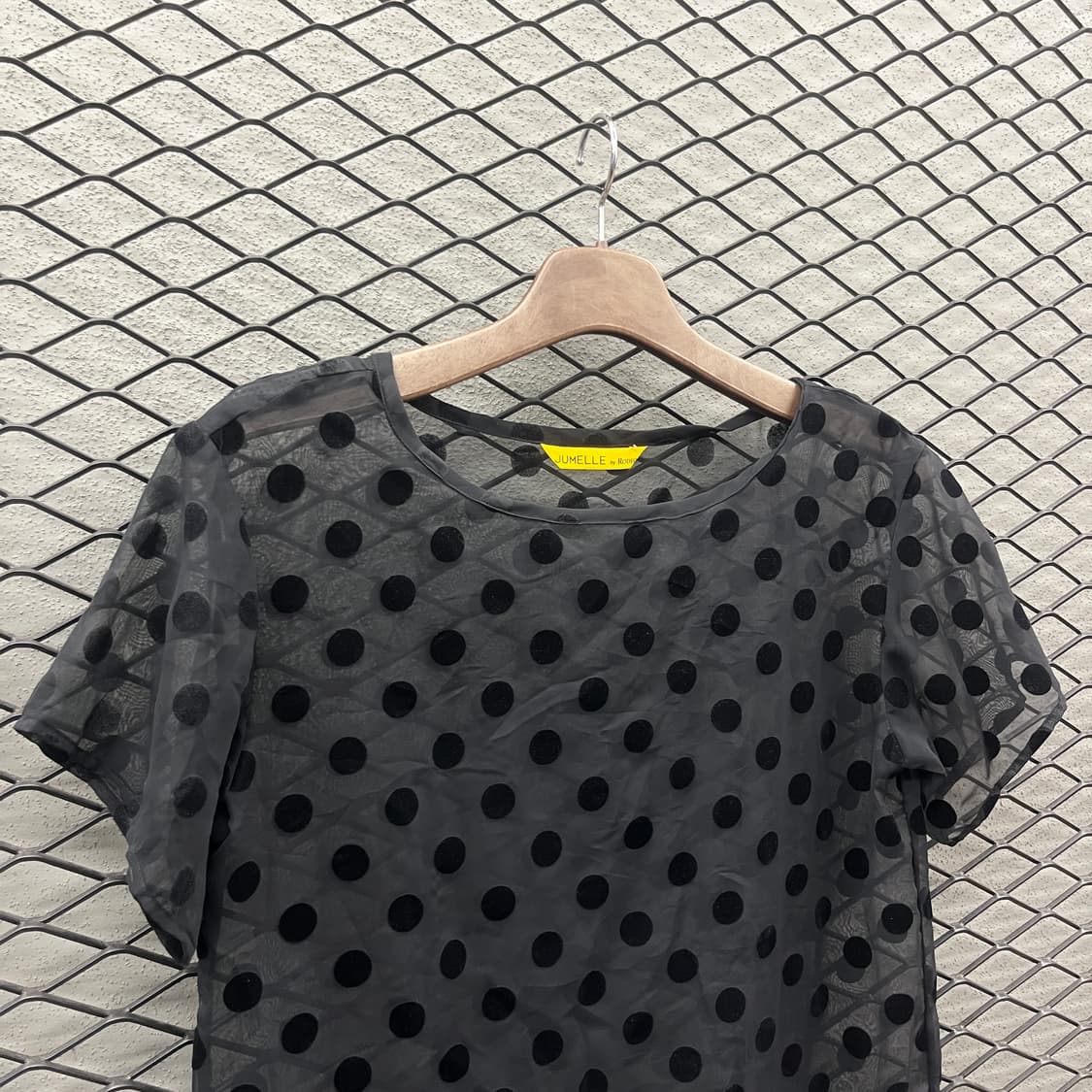 JPN VINTAGE 도트 시스루 라운드 반팔 블랙 상품이미지3