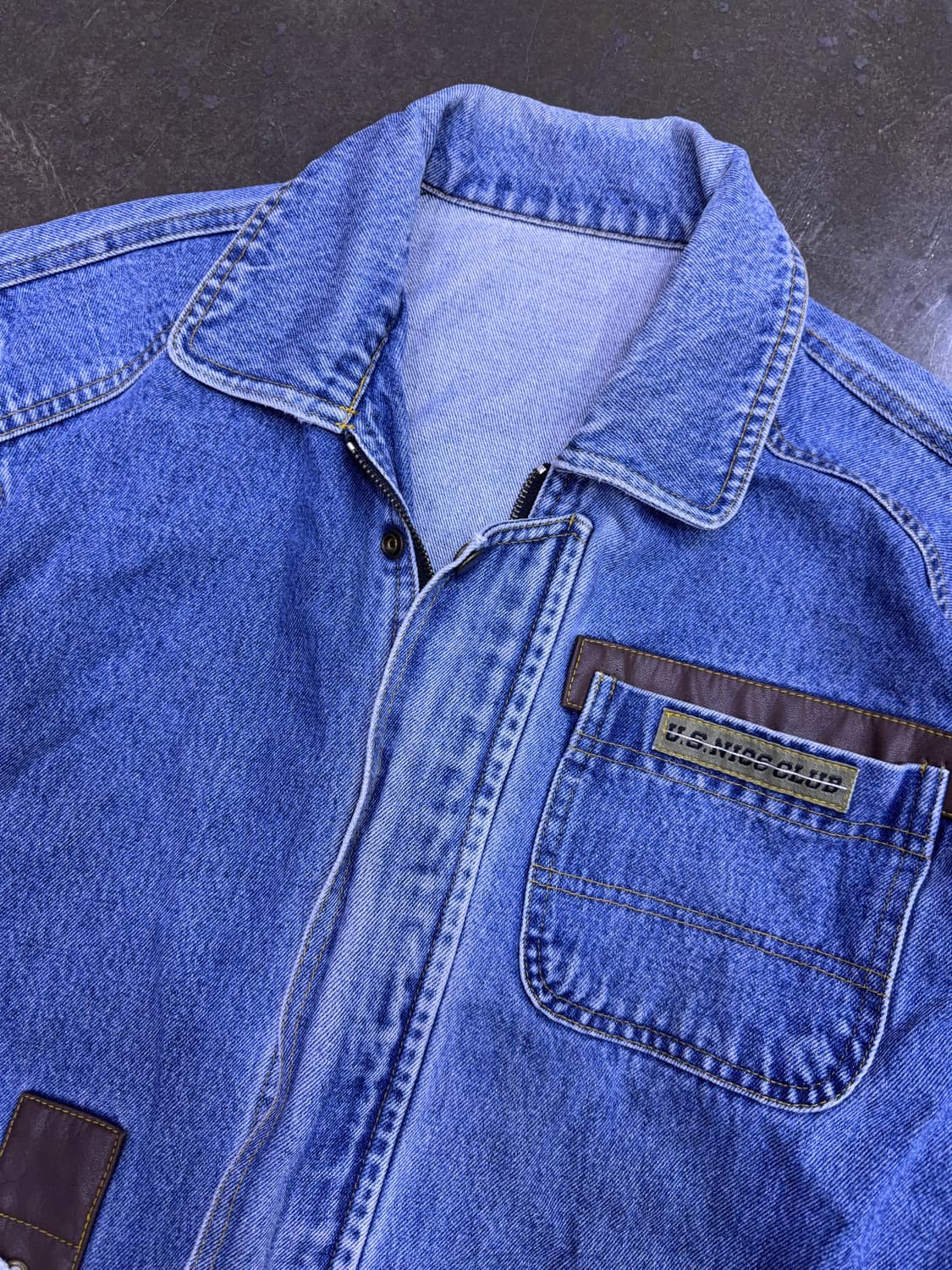 US 나이스 클럽 빈티지 유틸리티 가죽패치 데님자켓 L 상품이미지3