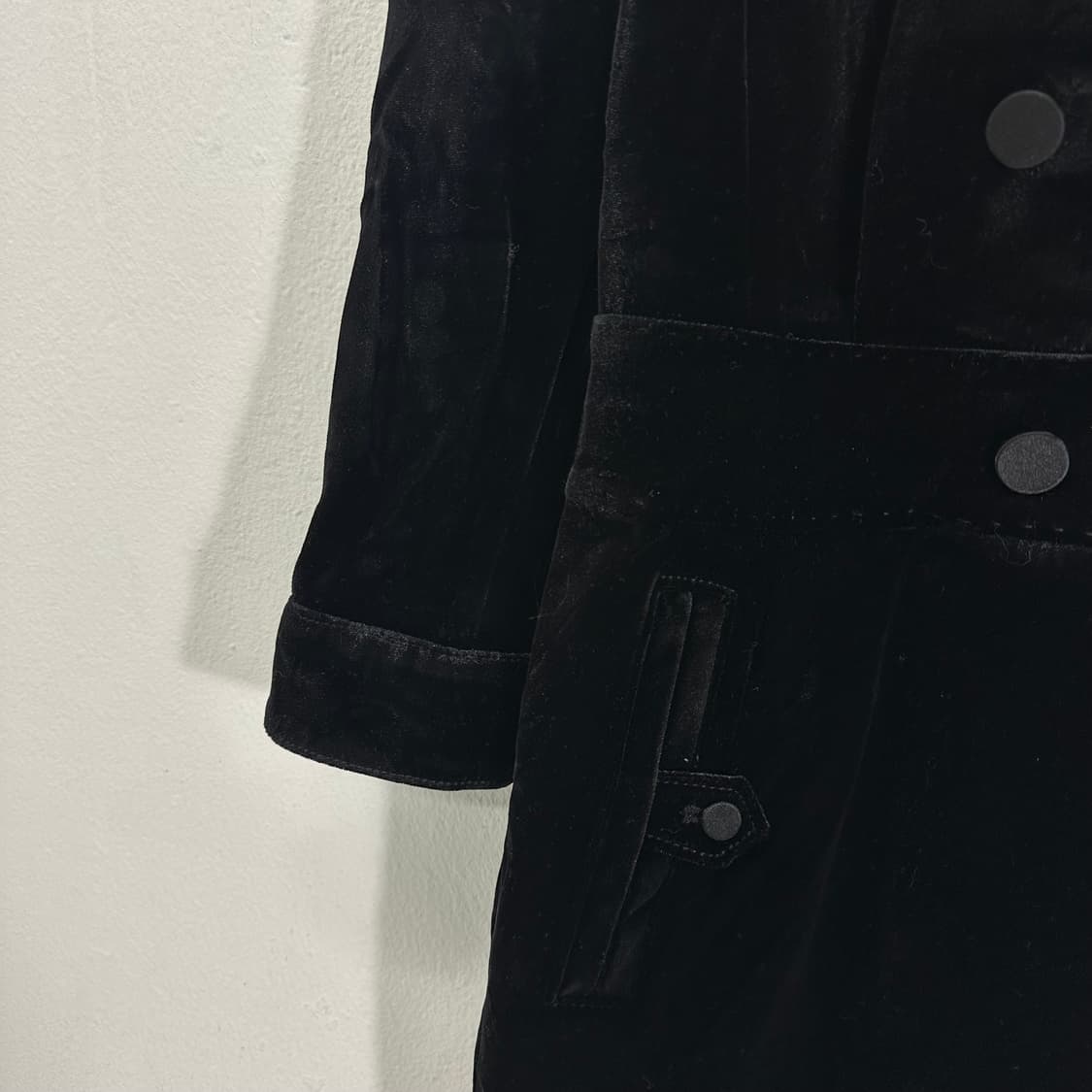 66 우먼M 지오송지오 블랙 벨벳 원피스형 코트 상품이미지2