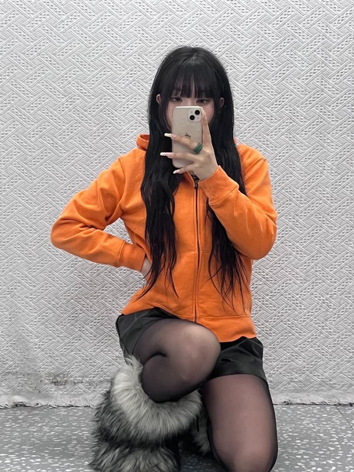 폴로 랄프로렌 레트로 Y2K 오렌지 기모 후드집업 L C09796 상품이미지1