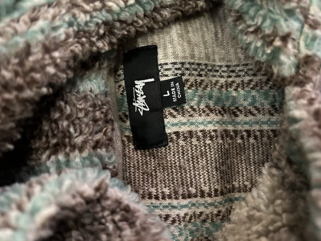 스투시 스트라이프 쉐르파 후드티 상품이미지3