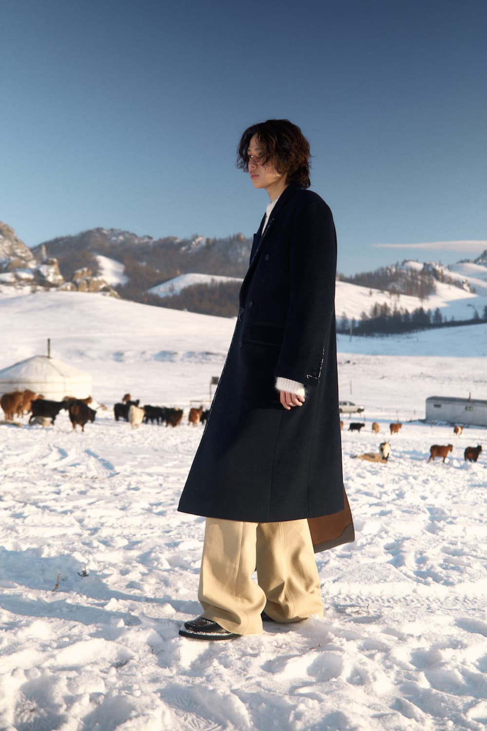 [L] STU 핸드 스티치 더블 코트 블랙 상품이미지6