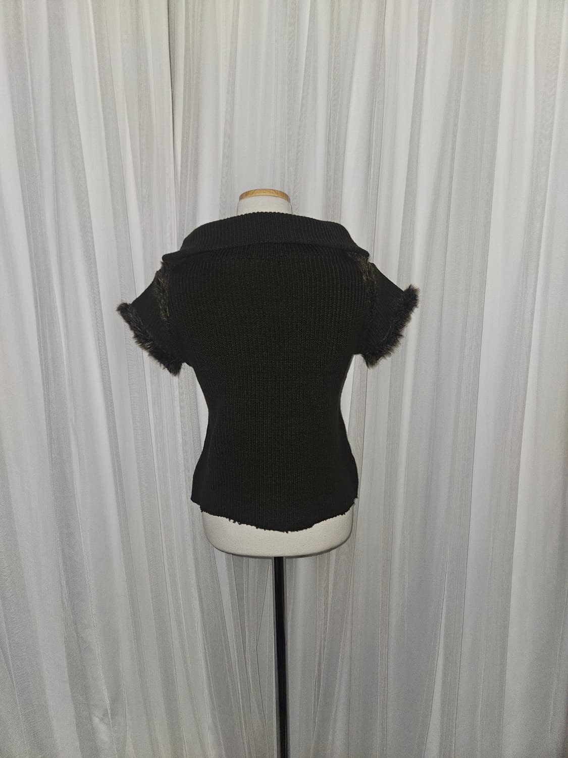 y2k 오네갸루 카키 퍼 터틀넥 니트 탑 상품이미지3