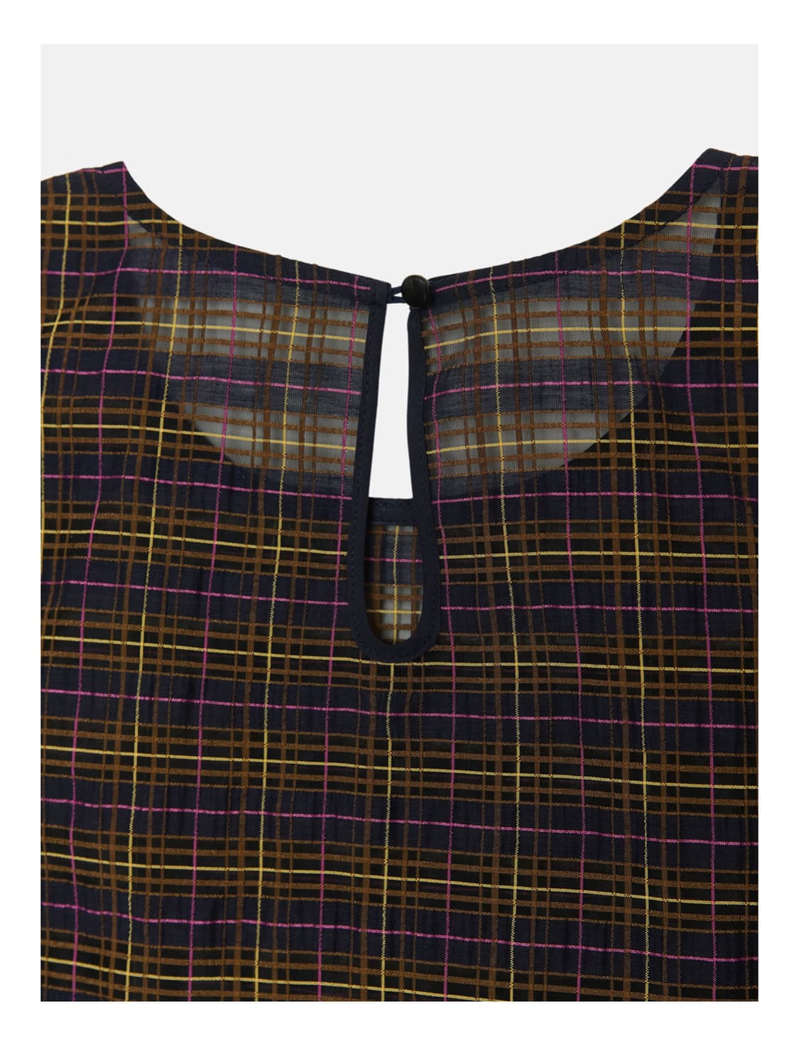 엔조블루스 시어 체크 슬리브리스탑 네이비(1회착용) 상품이미지5