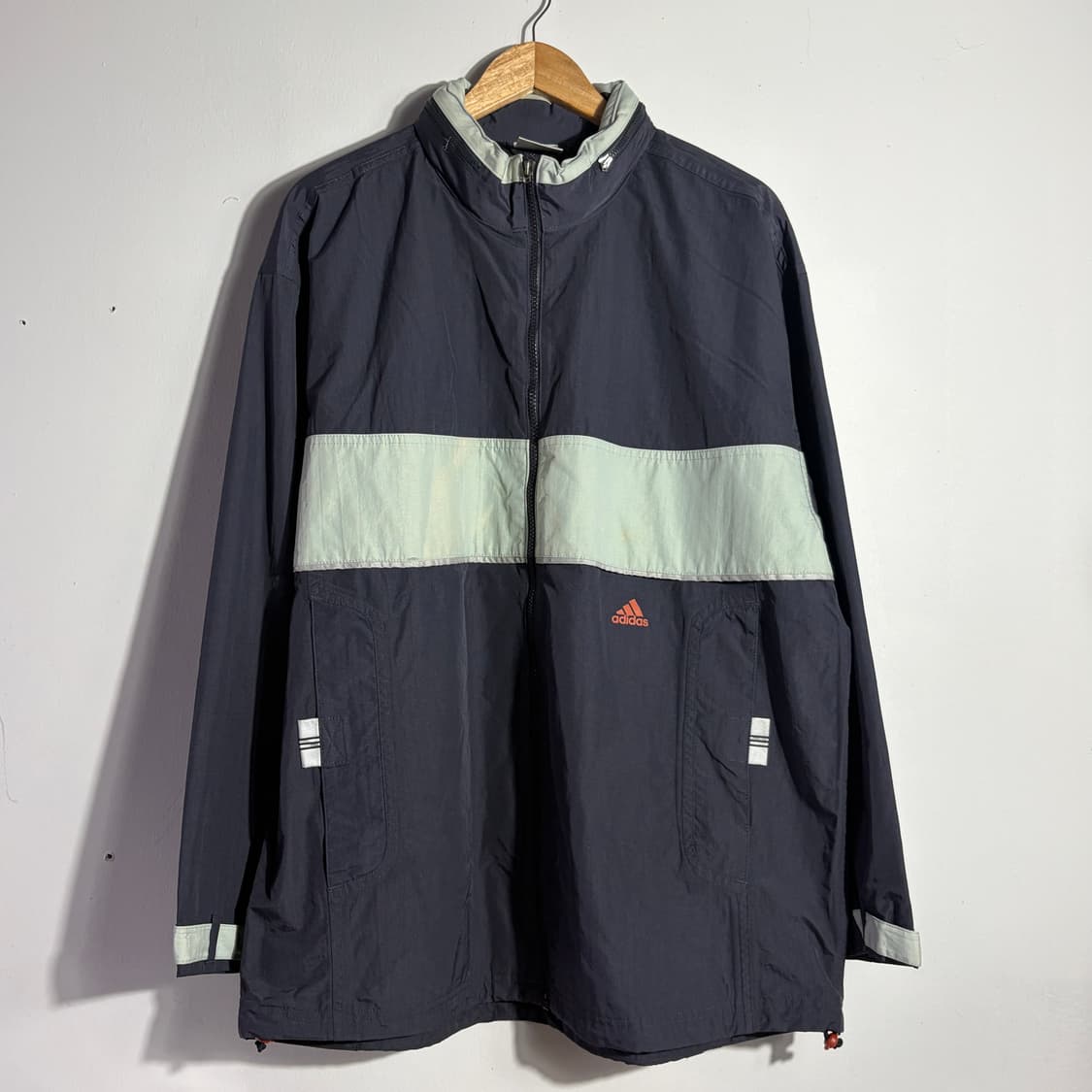 아디다스 빈티지 네이비 배색 바람막이 자켓 상품이미지1