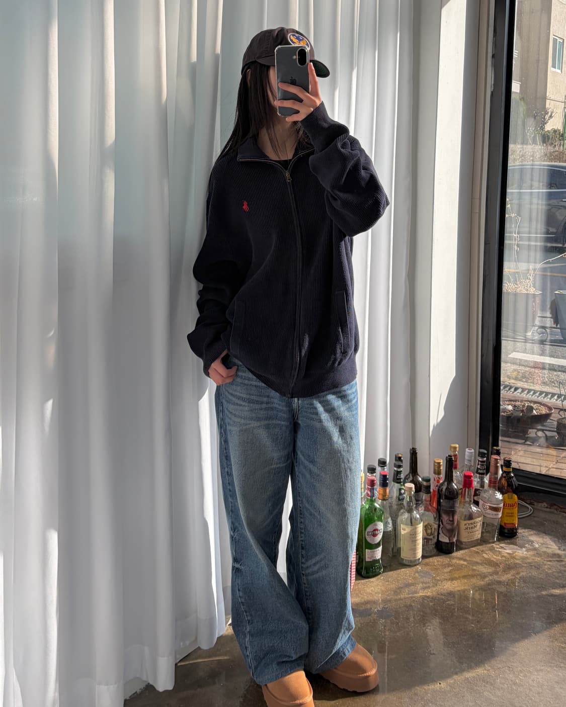 [XL]폴로 랄프로렌 코튼 니트 집업 navy 상품이미지3