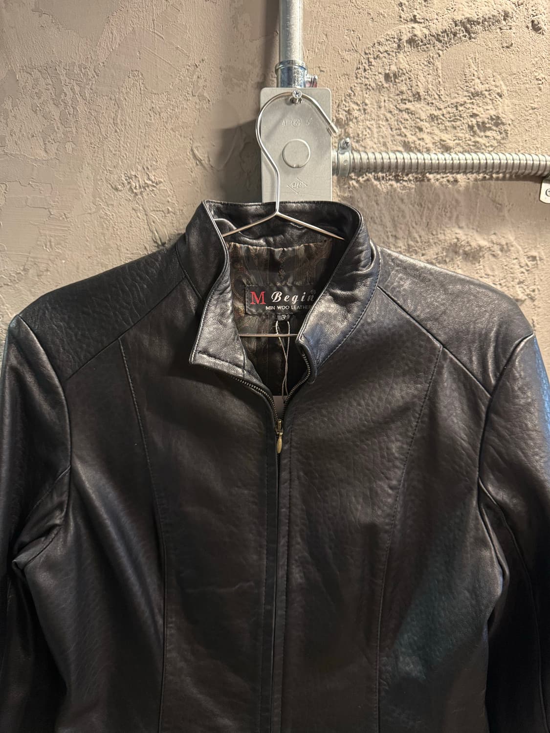 6 엠베진M Begin 리얼 양가죽 싱글 집업 레더 자켓 블랙 상품이미지4