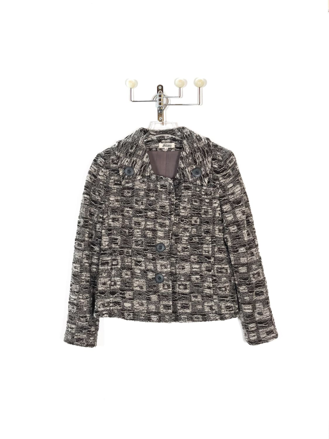 빈티지 울 블렌드 버튼 숏 자켓 상품이미지1