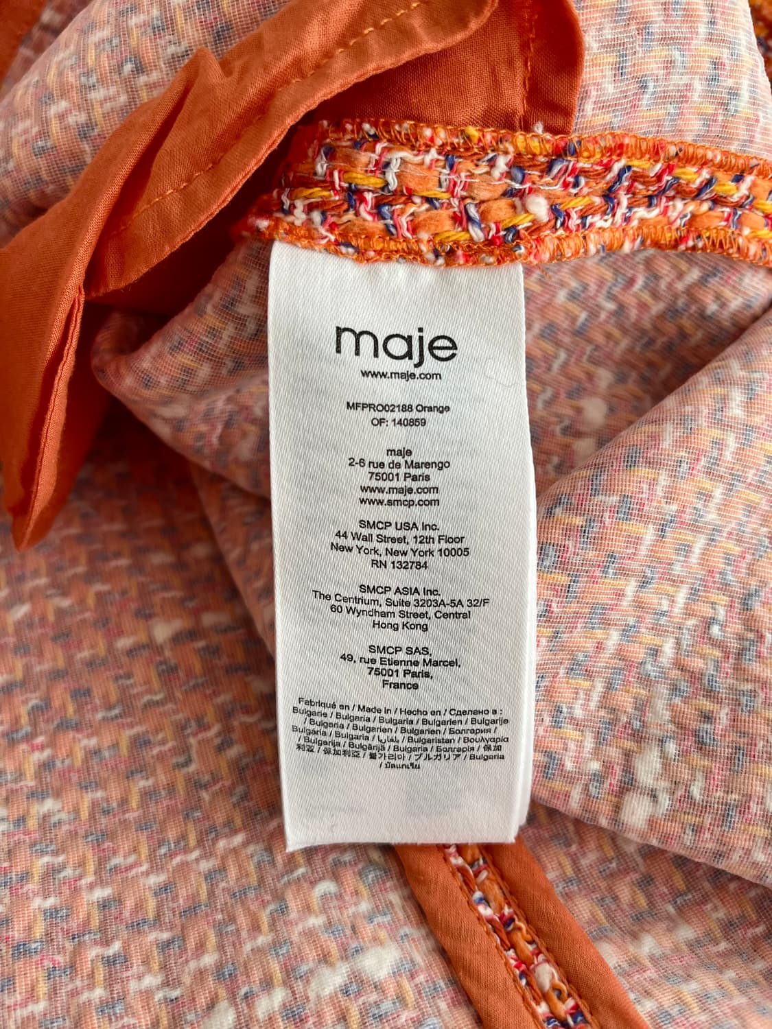 36) 마쥬 maje 트위드 원피스 오렌지 상품이미지6