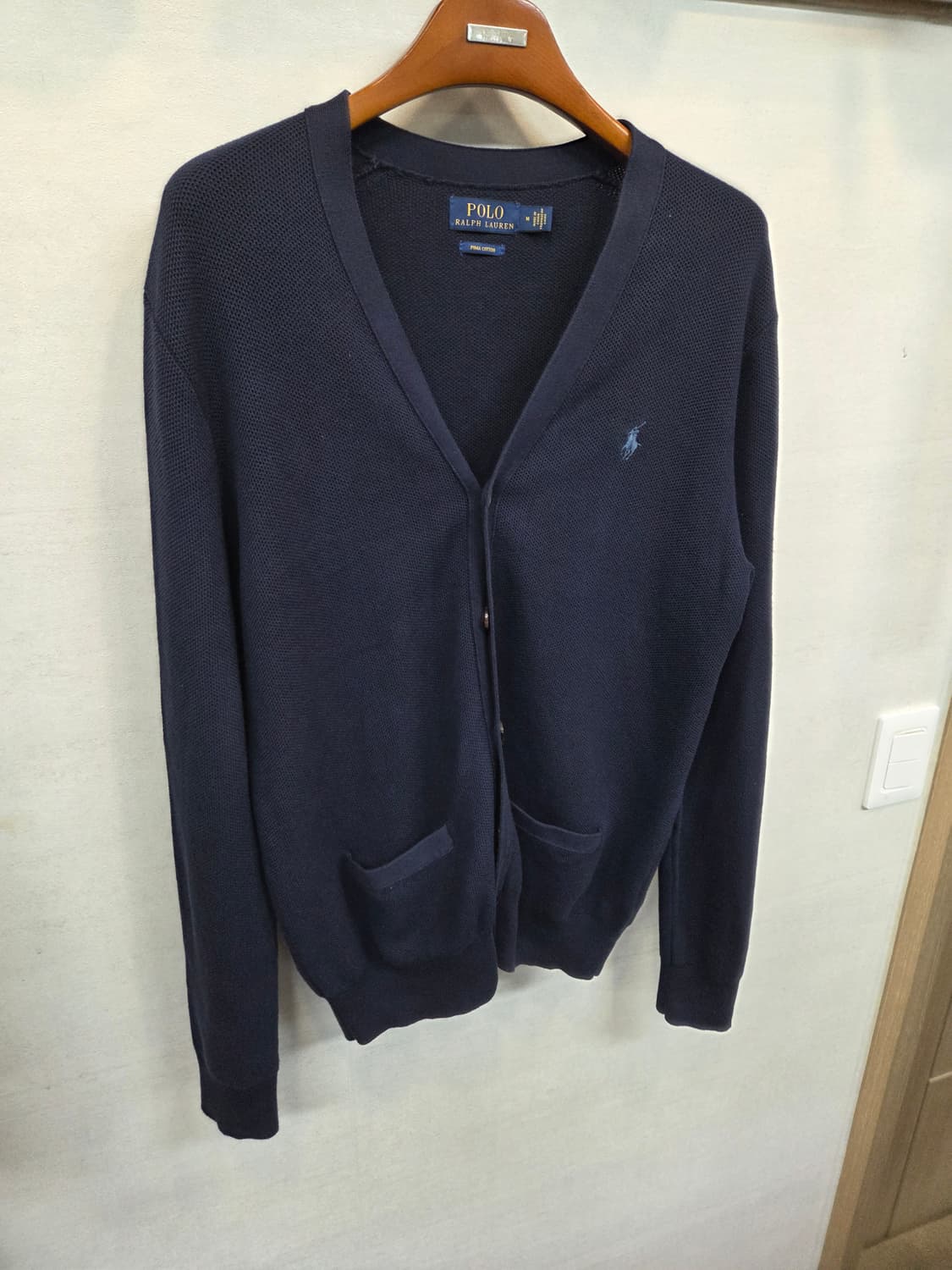 폴로랄프로렌 피마코튼 와플 가디건 m 다크네이비  상품이미지6