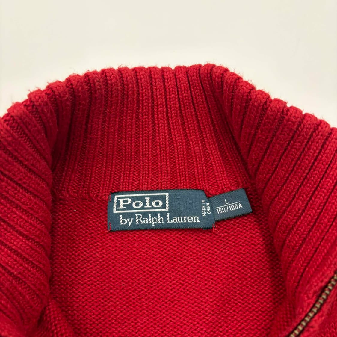 폴로 랄프로렌 레드 코튼 니트 집업 희귀져지(L) 상품이미지4