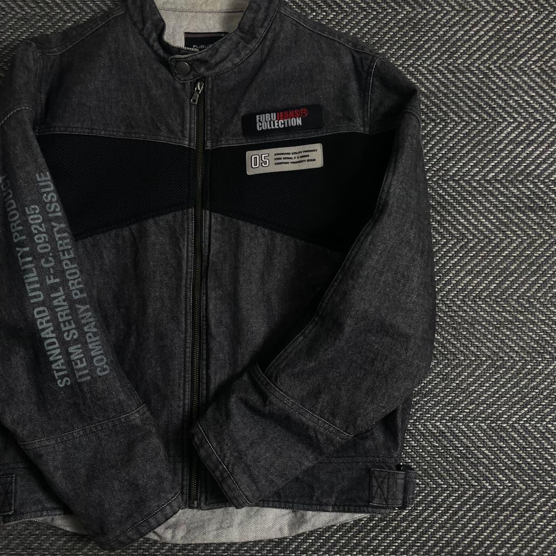 00s 후부 올드스쿨 흑청 데님 바이커 자켓 y 3576 상품이미지4