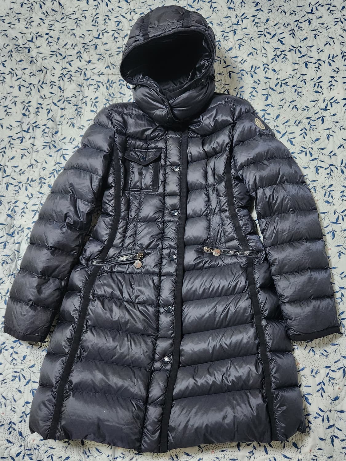 [정품] 몽클레어 헤르민 패딩 네이비+블랙 사이즈 0(여성용) 새상품급  상품이미지1