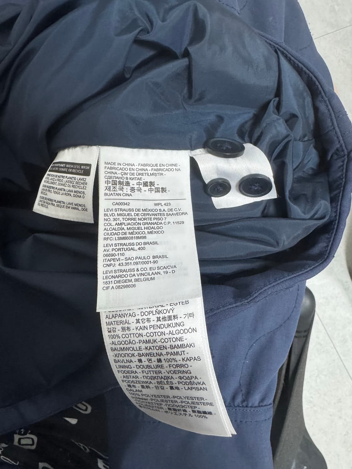 Levis made crafted 리바이스 네이비 퀼팅 자켓 판매 코모리 상품이미지7