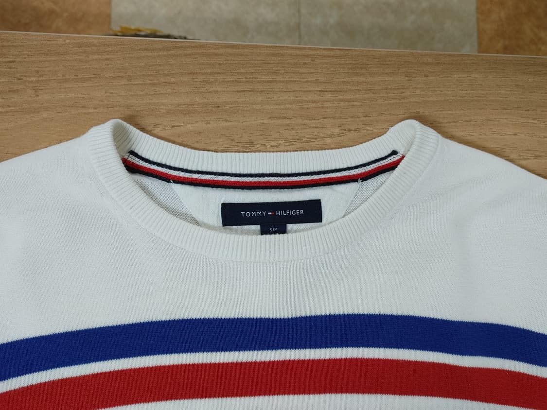 TOMMY HILFIGER 타미 힐피거 투컬러라인 면니트라운드티
 상품이미지3