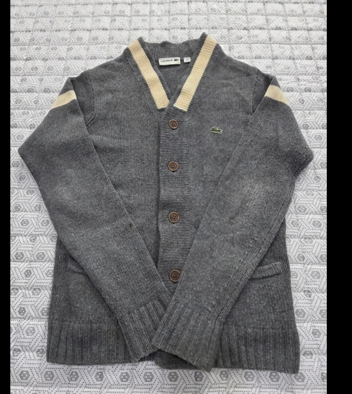 라코스테 브이넥 가디건 회색 55반 상품이미지3
